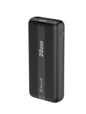 Tellur PBC203 20000mAh Powerbank, 2xUSB+Type-C+MicroUSB, černá