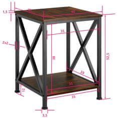 tectake Odkládací stolek Carlton 40,5x40,5x52,5cm