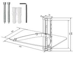 tectake Policový systém na DVD/SAT jedna polička 24x42x34cm