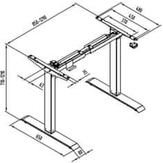 tectake Rám stolu elektr. výškově nastavitelný 85-129x65x71-121cm