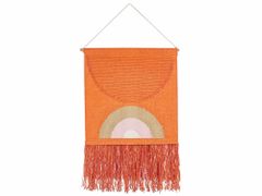 Beliani Bavlněná nástěnná dekorace se střapci oranžová KAMALIA