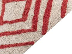 Beliani Bavlněný shaggy koberec 160 x 230 cm krémový/ červený HASKOY