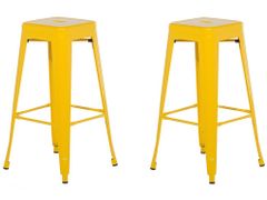 Beliani Sada 2 barové stoličky 76 cm žluté CABRILLO