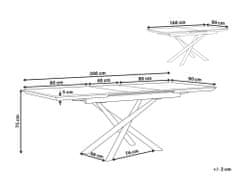 Beliani Rozkládací jídelní stůl s mramorovým efektem 160/200x90 cm bílý MOIRA