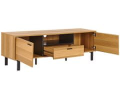Beliani Televizní stolek světlé dřevo/ černý CLAREMONT