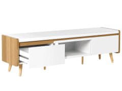 Beliani Televizní stolek světlé dřevo/ bílý CUSTER