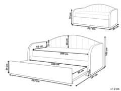 Beliani Sametová rozkládací postel 90 x 200 cm šedá EYBURIE