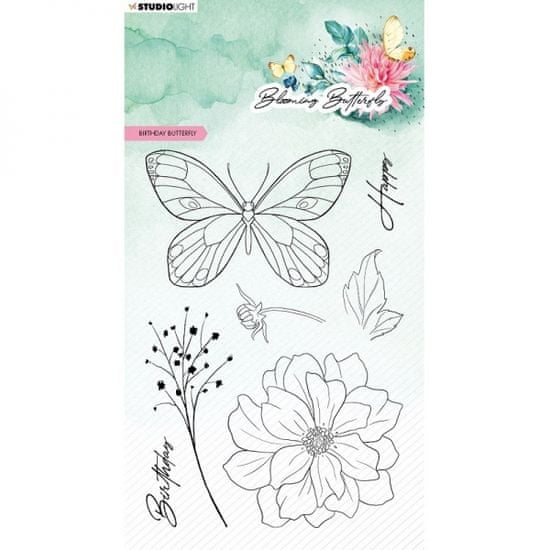 Aladine Gelová razítka Studio Light Blooming Butterfly (7 ks) – narozeninový motýl