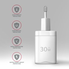 AXAGON ACU-PQ30W Sil nabíječka do sítě 30W, 2x port (USB-A + USB-C), PD3.0/PPS/QC4+/SFC/AFC/Apple