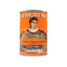 La Morena Mexické smažené černé fazole s chilli papričkami Jalapeño "Frijoles Negros Refritos con Chile Jalapeño" 440g La Morena