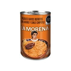 La Morena Mexické fazole Pinto Bayos Refried Ground Beans s chilli papričkami "Frijoles Boyos Refritos con Chile Chipotle" 440g La Morena