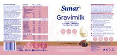 Sunar Gravimilk s příchutí čokoláda nápoj pro těhotné a kojící ženy 450g