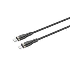 FIXED Krátký nabíjecí a datový opletený kabel s konektory USB-C/Lightning a podporou PD, 0.5m, MFI FIXDB-CL05-BK, černý