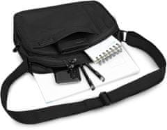 Pánská multifunkční taška přes rameno černá, aktovka s nastavitelným popruhem, vhodná pro formát A4, tříkomorová taška do práce, prostorná pánská taška na zip, 23x31x13 / ZG753