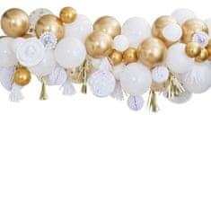 MojeParty Dekorační sada s balónky, rozetami, střapci a dekoračními koulemi zlatá