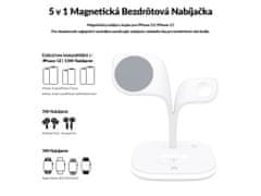 Bomba Designová stolní Qi 5v1 nabíječka pro Apple s LED světlem UD22 Barva: Bílá