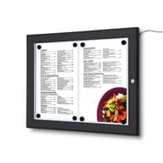 Jansen Display Černá Menu vitrína 2xA4, osvětlená, bez topkarty