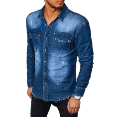 Dstreet Pánská košile džínová SILVA I modrá dx2383 S