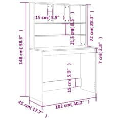 Greatstore Psací stůl s policemi černý 102 x 45 x 148 cm kompozitní dřevo