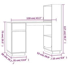 Vidaxl Psací stůl medově hnědý 110x53x117 cm masivní borové dřevo