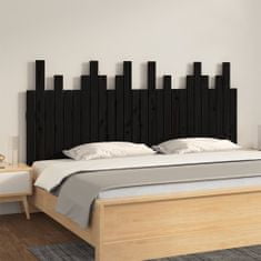 Vidaxl Nástěnné čelo postele černé 166x3x80 cm masivní borové dřevo