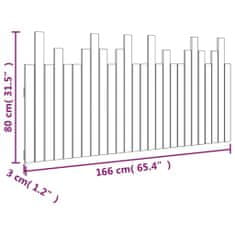Greatstore Nástěnné čelo postele šedé 166 x 3 x 80 cm masivní borové dřevo