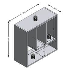 Greatstore FMD Závěsná police se 3 otevřenými přihrádkami, 58,3x24,4x58,6 cm