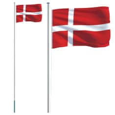 Vidaxl Vlajka Dánska a stožár 6,23 m hliník
