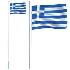 Greatstore Vlajka Řecka a stožár 6,23 m hliník