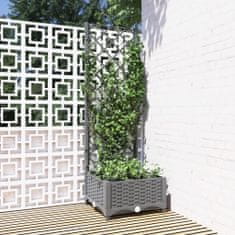 Vidaxl Zahradní truhlík s treláží světle šedý 40 x 40 x 121,5 cm PP