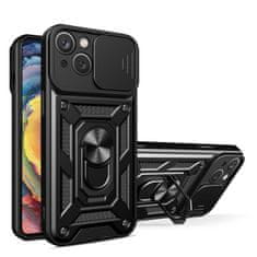 OEM Hybrid Armor Camshield silikonové pouzdro s kovovým kroužkem na iPhone 15 6.1" Black