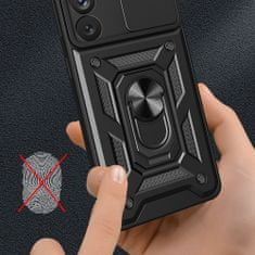 OEM Hybrid Armor Camshield silikonové pouzdro s kovovým kroužkem na Samsung Galaxy A54 5G Black