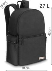 ZAGATTO  Pánský černý městský batoh, prostorný a lehký školní batoh pro mládež, velikost A4, unisex dvoukomorový batoh, vyhrazená přihrádka na notebook, objem 27 litrů, nastavitelné popruhy, 42x38x18 / ZG763