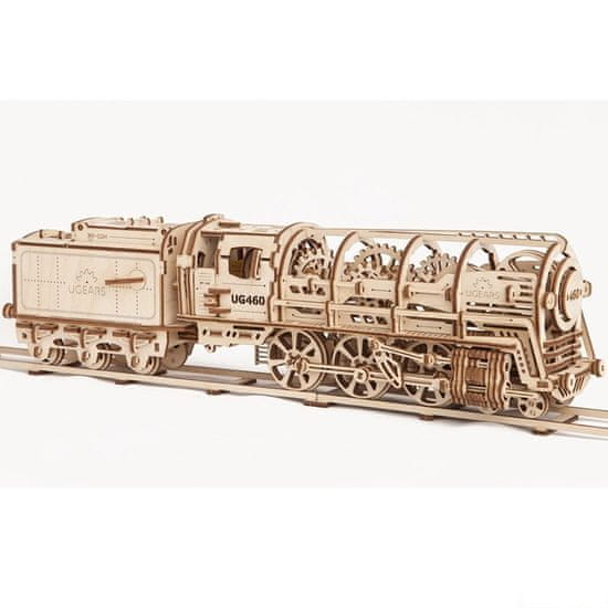 UGEARS 3D mechanický model - Lokomotiva parní s tendrem