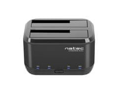 Natec Dokovací stanice pro HDD 2,5"/3,5" USB 3.0 Kangaroo Dual, funkce klonování, napájecí adaptér