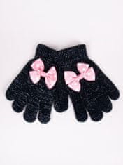 YOCLUB Dívčí pětiprsté rukavice Yoclub s mašlí RED-0070G-AA50-009 Black 14