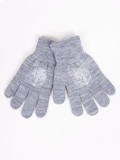 YOCLUB Chlapecké pětiprsté rukavice Yoclub s reflexními prvky RED-0237C-AA50-003 Grey