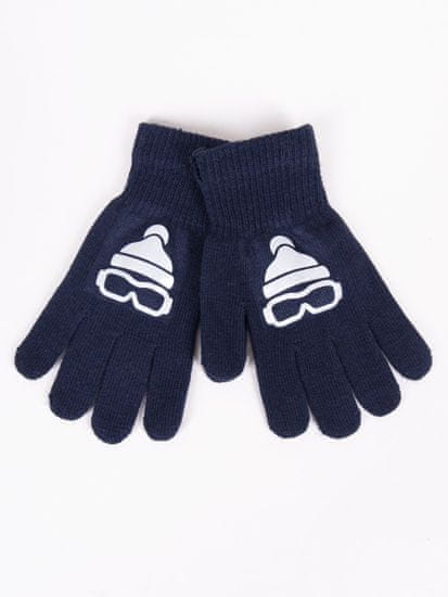 YOCLUB Chlapecké pětiprsté rukavice Yoclub s reflexními prvky RED-0237C-AA50-006 námořnická modrá