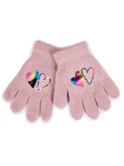 YOCLUB Dívčí pětiprsté rukavice Yoclub s hologramem RED-0068G-AA50-002 Pink 18