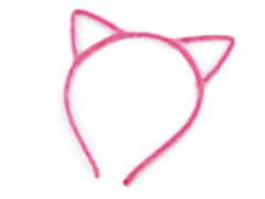 Kraftika 1ks pink chlupatá čelenka do vlasů kočka, čelenky zdobené