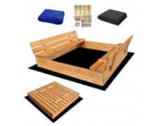 Pískoviště dřevěné s krytem/lavičkami předvrtané impregnované premium