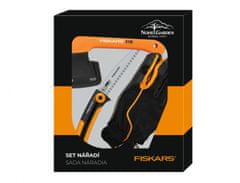 Fiskars Set outdoor pilka XTRACT + sekera X5 + rukavice