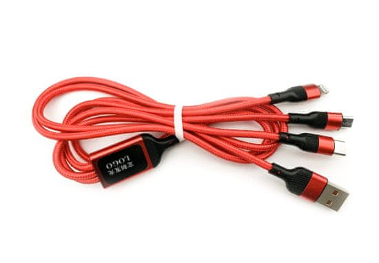 MXM 3v1 USB kabel s microUSB, Type-c a Lightning konektorem, 1.25 metrů