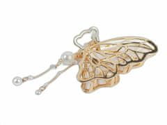 Kraftika 1ks zlatá motýl skřipec do vlasů kovový s perlovým