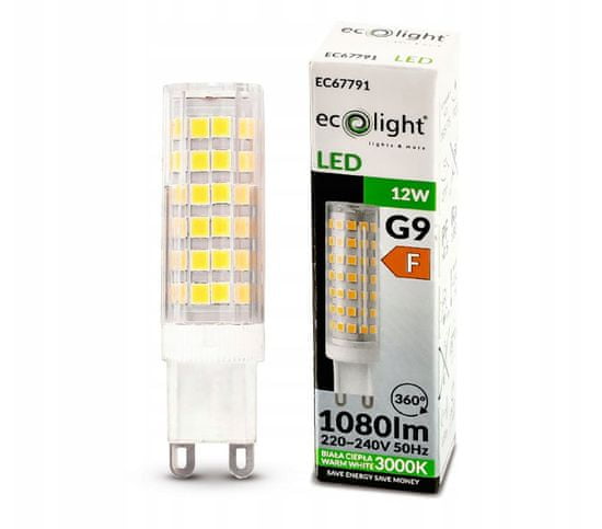 ECOLIGHT LED žárovka - G9 - 12W - teplá bílá