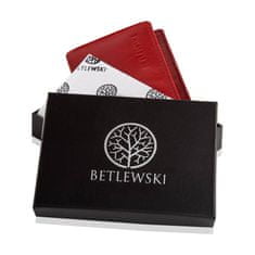 Betlewski Kožené pouzdro na malé vizitky Peněženka Bez-06 Red