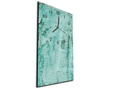 Glasdekor Nástěnné hodiny 30x60cm kůra stromu tyrkys - Materiál: kalené sklo