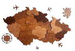 Lase it 3D nástěnná mapa České republiky, dřevěná, lakovaná. Rozměr: XS- šířka 60 cm