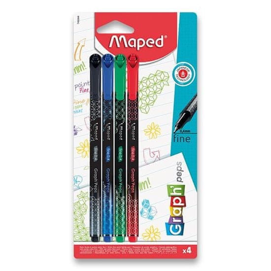 Maped Liner Graph´Peps Deco 4 ks, základní barvy