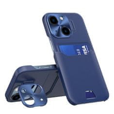 OEM Pouzdro s texturou kůže a kapsou pro karty na iPhone 14 6.1" Blue